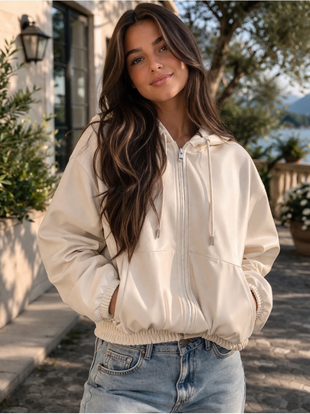 Alo Yoga Faux Leather Cropped Jacket